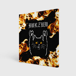 Картина квадратная Burzum рок кот и огонь
