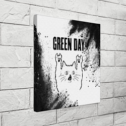 Холст квадратный Green Day рок кот на светлом фоне, цвет: 3D-принт — фото 2