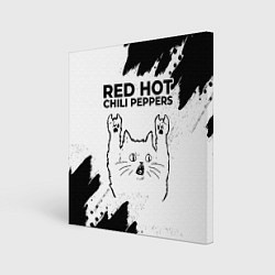 Картина квадратная Red Hot Chili Peppers рок кот на светлом фоне