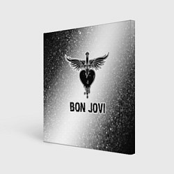 Холст квадратный Bon Jovi glitch на светлом фоне, цвет: 3D-принт