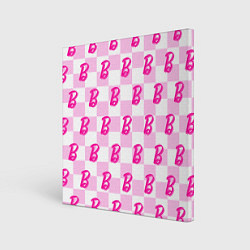 Холст квадратный Розовая шашка и Барби, цвет: 3D-принт