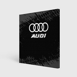 Картина квадратная Audi speed на темном фоне со следами шин