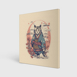 Картина квадратная Кот-самурай