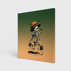Картина квадратная Funny skeleton - halloween - neural network