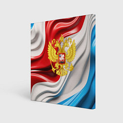 Картина квадратная Герб России на фоне флага