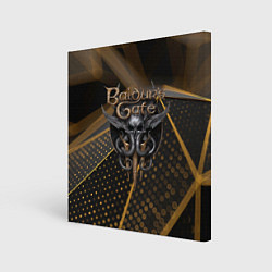 Холст квадратный Baldurs Gate 3 logo dark gold geometry, цвет: 3D-принт