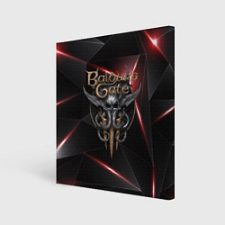 Холст квадратный Baldurs Gate 3 logo black red, цвет: 3D-принт