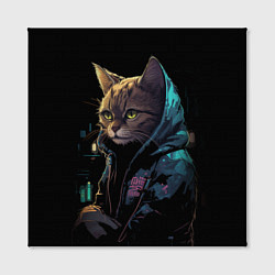 Холст квадратный Кот в стиле киберпанк, цвет: 3D-принт — фото 2
