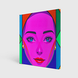 Картина квадратная Девушка с голубыми глазами и фиолетовым лицом