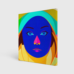 Картина квадратная Девушка монашка с синим лицом
