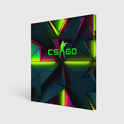 Холст квадратный CS GO green neon, цвет: 3D-принт