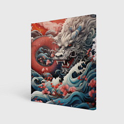 Холст квадратный Морской дракон Irezumi, цвет: 3D-принт