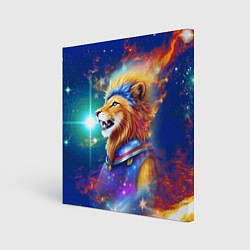 Картина квадратная Космический лев - неоновое свечение
