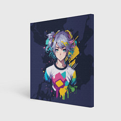 Картина квадратная Аниме с фиолетовыми волосами