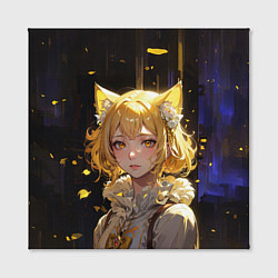 Холст квадратный Грустная девушка-кошка, цвет: 3D-принт — фото 2