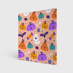 Картина квадратная Halloween - pumpkins and ghosts