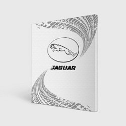 Картина квадратная Jaguar speed на светлом фоне со следами шин