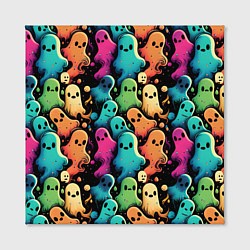 Холст квадратный Паттерн с разноцветными приведениями, цвет: 3D-принт — фото 2