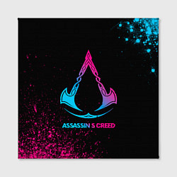 Холст квадратный Assassins Creed - neon gradient, цвет: 3D-принт — фото 2
