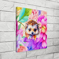 Холст квадратный Ежик в цветах, цвет: 3D-принт — фото 2