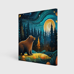 Холст квадратный Хозяин тайги: медведь в лесу, цвет: 3D-принт