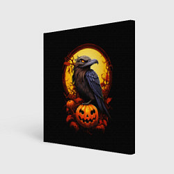 Картина квадратная Halloween - ворон и тыква
