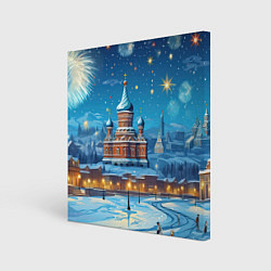 Холст квадратный Новогодняя Москва, цвет: 3D-принт