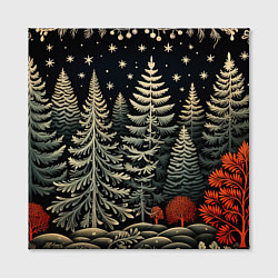 Холст квадратный Новогоднее настроение лес, цвет: 3D-принт — фото 2