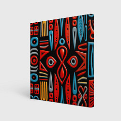 Картина квадратная Красно-синий узор в африканском стиле