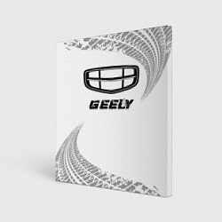 Картина квадратная Geely speed на светлом фоне со следами шин