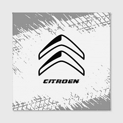 Холст квадратный Citroen speed на светлом фоне со следами шин, цвет: 3D-принт — фото 2