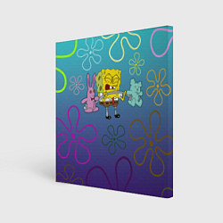 Картина квадратная Spongebob workout