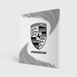Картина квадратная Porsche speed на светлом фоне со следами шин