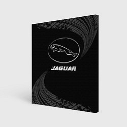 Картина квадратная Jaguar speed на темном фоне со следами шин