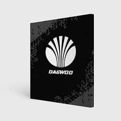 Холст квадратный Daewoo speed на темном фоне со следами шин, цвет: 3D-принт