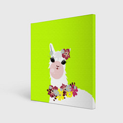 Картина квадратная Лама - альпака в венке