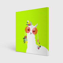 Картина квадратная Лама - альпака в розовых очках