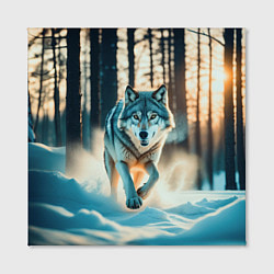 Холст квадратный Волк в темном лесу, цвет: 3D-принт — фото 2