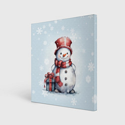 Холст квадратный New Years cute snowman, цвет: 3D-принт