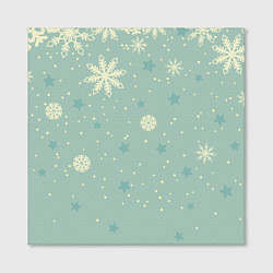 Холст квадратный Снежинки и звезды на матно зеленем, цвет: 3D-принт — фото 2