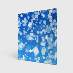 Холст квадратный Декоративные снежинки на синем, цвет: 3D-принт