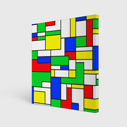 Холст квадратный Геометрический жёлто-сине-красный, цвет: 3D-принт