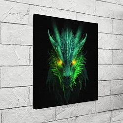 Холст квадратный Светящийся зеленый дракон 2024, цвет: 3D-принт — фото 2