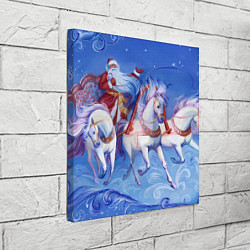 Холст квадратный Дед Мороз и тройка лошадей, цвет: 3D-принт — фото 2