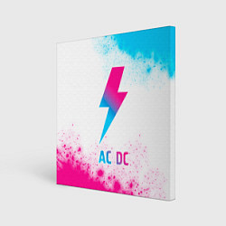 Холст квадратный AC DC neon gradient style, цвет: 3D-принт