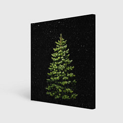Холст квадратный Ель на темном фоне, цвет: 3D-принт