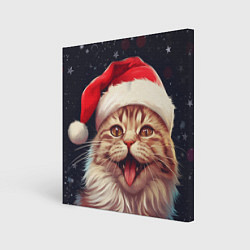 Картина квадратная New Years mood from Santa the cat