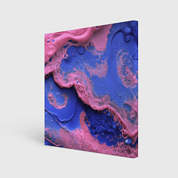 Холст квадратный Розовая пена на синей краске, цвет: 3D-принт