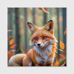 Холст квадратный Портрет лисы в осеннем лесу, цвет: 3D-принт — фото 2