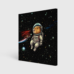 Холст квадратный Капибара бравый космонавт - фантазия, цвет: 3D-принт